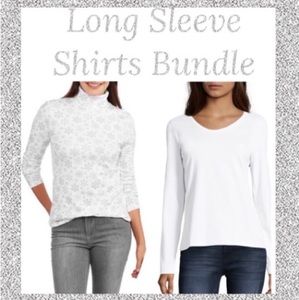 Long Sleeve Shirts 2 pc Bundle White Long Sleeve Shirt & Snowflake Turtleneck